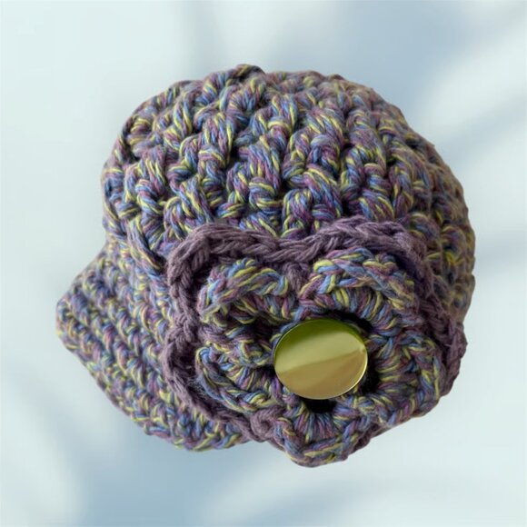 Handmade Crocheted Baby Newsboy Hat Cap Size 6-12 Months (see sizing chart) - Picture 4 of 5